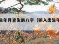 输入出生年月查生辰八字（输入出生年月日查八字）