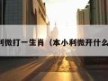 本小利微打一生肖（本小利微开什么生肖）