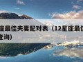 12星座最佳夫妻配对表（12星座最佳夫妻配对查询）