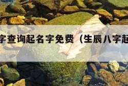 生辰八字查询起名字免费（生辰八字起名免费测试）