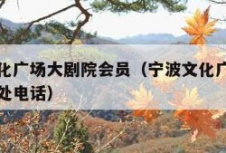 宁波文化广场大剧院会员（宁波文化广场大剧院售票处电话）