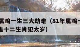 81年属鸡一生三大劫难（81年属鸡一生三大劫难十二生肖犯太岁）