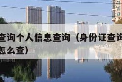 身份证查询个人信息查询（身份证查询个人信息查询怎么查）