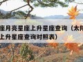 太阳星座月亮星座上升星座查询（太阳星座月亮星座上升星座查询对照表）