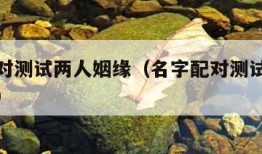 名字配对测试两人姻缘（名字配对测试两人姻缘免费）