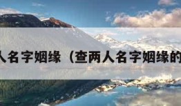 查两人名字姻缘（查两人名字姻缘的游戏）