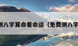 免费测八字算命看命运（免费测八字命理）