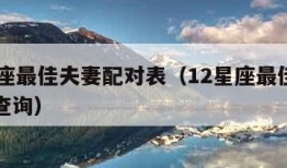 12星座最佳夫妻配对表（12星座最佳夫妻配对查询）