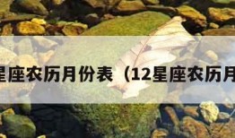 十二星座农历月份表（12星座农历月份表）