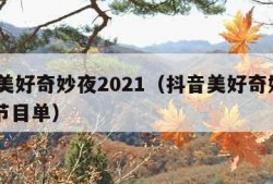 抖音美好奇妙夜2021（抖音美好奇妙夜2021节目单）