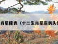 十二生肖星座表（十二生肖星座表头像图片）