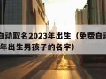 免费自动取名2023年出生（免费自动取名2023年出生男孩子的名字）