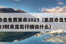 紫薇命盘免费算命2023（紫薇命盘免费算命2023财帛宫出仔细说什么）