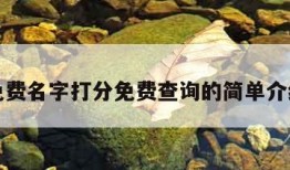 免费名字打分免费查询的简单介绍