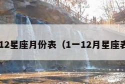 112星座月份表（1一12月星座表）