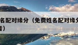 免费姓名配对缘分（免费姓名配对缘分测试98%抖音）