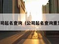 公司起名查询（公司起名查询重复）