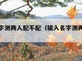 输入名字测两人配不配（输入名字测两人配不配准吗）