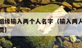 免费算姻缘输入两个人名字（输入两人姓名测姻缘免费）