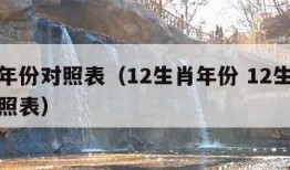 生肖年份对照表（12生肖年份 12生肖年份对照表）