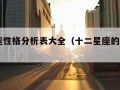 12星座性格分析表大全（十二星座的性格和脾气）