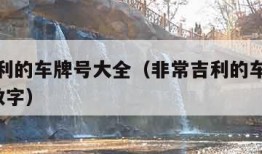 非常吉利的车牌号大全（非常吉利的车牌号大全3位数字）