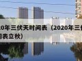 2020年三伏天时间表（2020年三伏天时间表立秋）