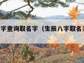 生辰八字查询取名字（生辰八字取名测算 免费）