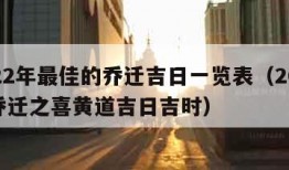 2022年最佳的乔迁吉日一览表（2022年乔迁之喜黄道吉日吉时）