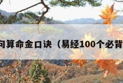 三十句算命金口诀（易经100个必背口诀）